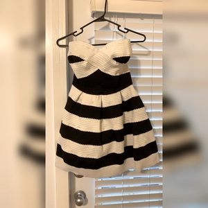 Black and White Striped Peplum Dress
